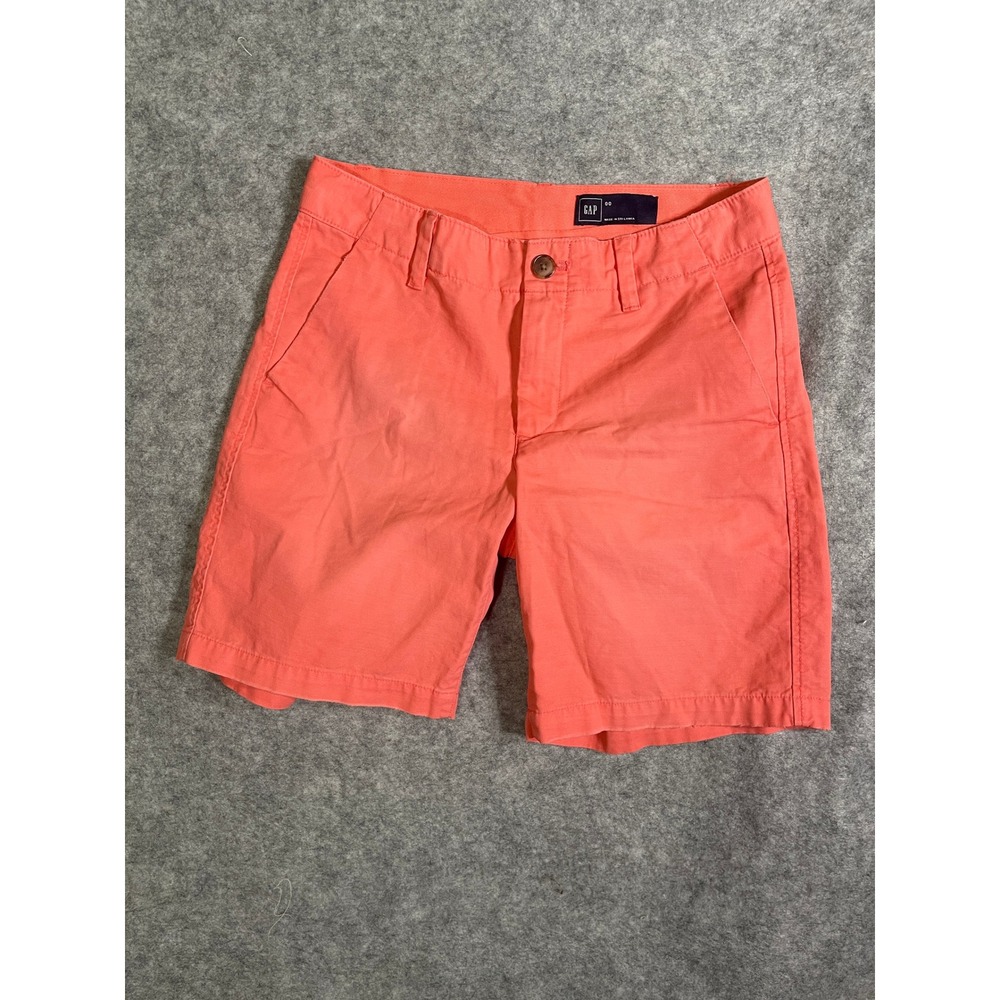 Gap Womens Coral Pink Chino Shorts Size 00 Cotton Twill Flat Front Mid Rise